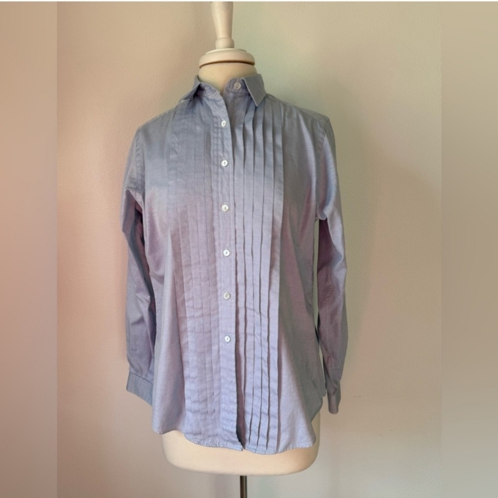 Nordstrom Womens Tailored Clothing VintagePleated Button Down Cotton Shirt 12